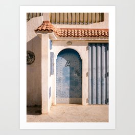 Blue door of Tamraght | Morocco coastal travel photography Art Print