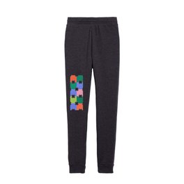 Checkered holiday pattern with stars Kids Joggers