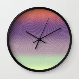 Modern Abstract Orange Purple and Green Gradient with Geometric Spiral Wall Clock