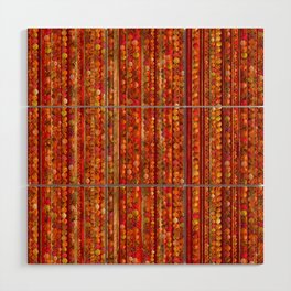 Red Gemstone Beads and Stripes  Wood Wall Art