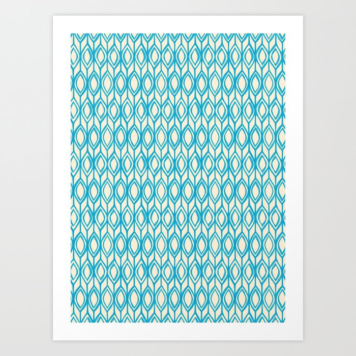 Tulip Knit in blue & cream Art Print