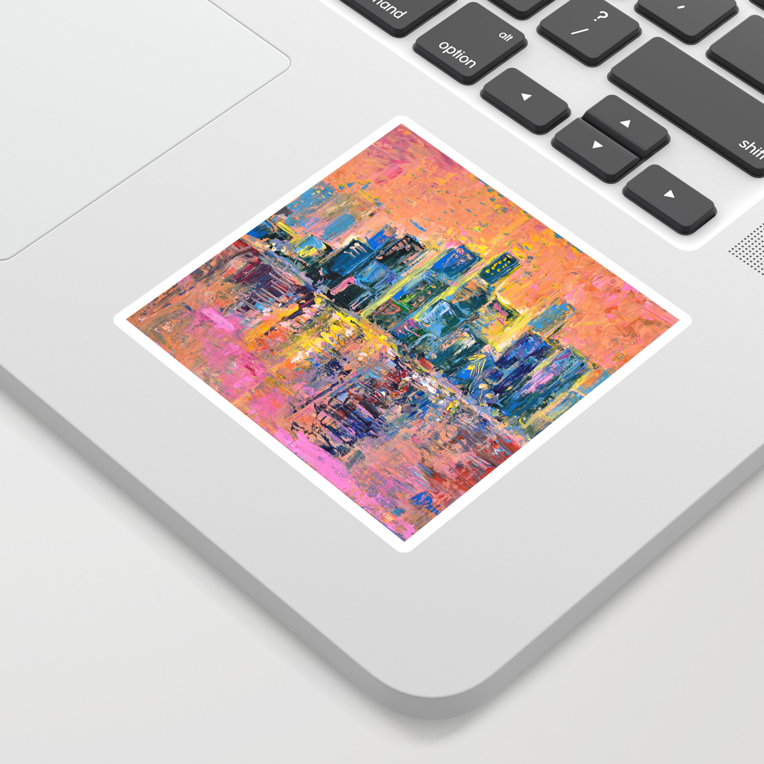 Pink Sky Abstract Painting New York City Skyline At Sunset