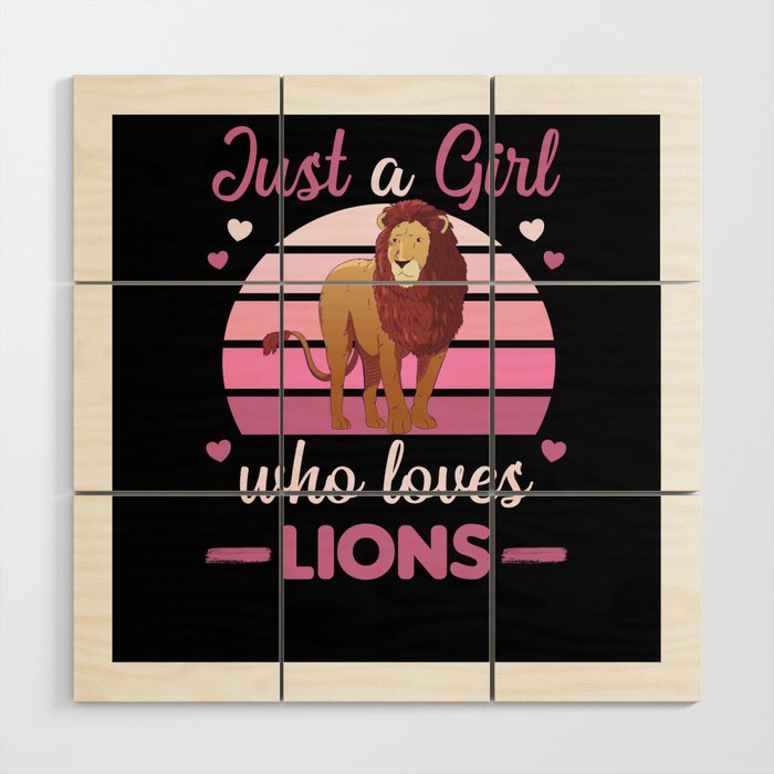 Just A Girl Who Loves Lions Cute Lion Big Cat Wood Wall Art