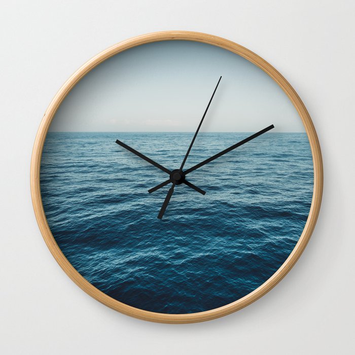 ocean, water, blue sky  -  horizon over water - seascape photography Wall Clock