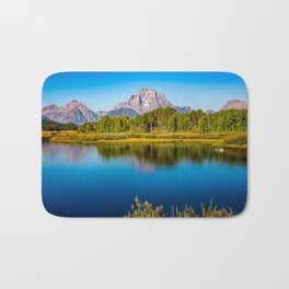 Oxbow Bend - Mt Moran in the Grand Tetons Bath Mat | Mountains, Digital, West, Green, Oxbow, Bend, Picture, Grandtetons, Color, Oxbowbend 