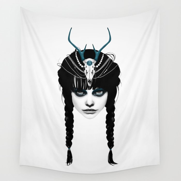 Wakeful Warrior - In Blue Wall Tapestry