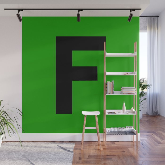 Letter F (Black & Green) Wall Mural