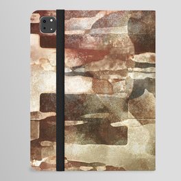 African Dye - Colorful Ink Paint Abstract Ethnic Tribal Organic Shape Art on Earthy Mud Cloth iPad Folio Case