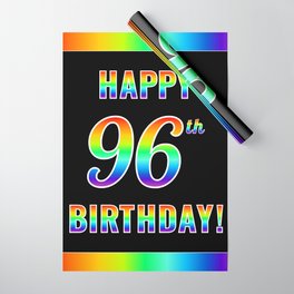 [ Thumbnail: Fun, Colorful, Rainbow Spectrum “HAPPY 96th BIRTHDAY!” Wrapping Paper ]
