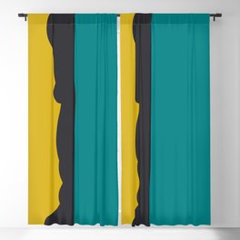Turquoise Black Yellow Blackout Curtain