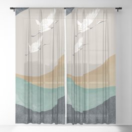 Cranes Birds Abstract  Sheer Curtain