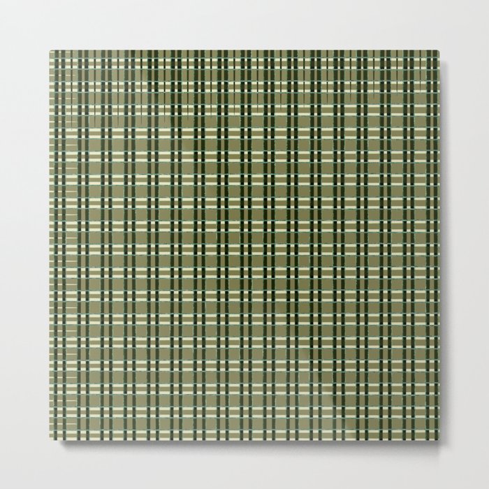 Green Checkered Plaid Pattern Metal Print