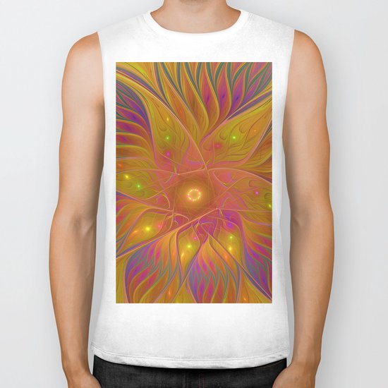 Colorful and Luminous Flower, Abstract Fractal Art Biker Tank