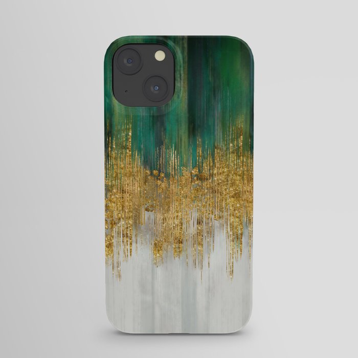 Green and gold motion abstract iPhone Case