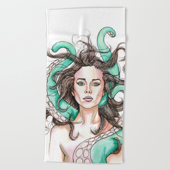 tentacle woman Beach Towel