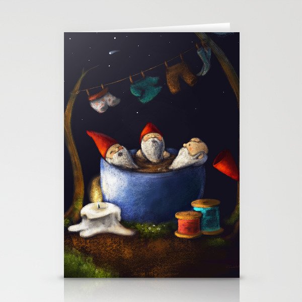Bathing Gnomes Stationery Cards