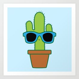 Cactus Wearing Blue Sunglasses Art Print