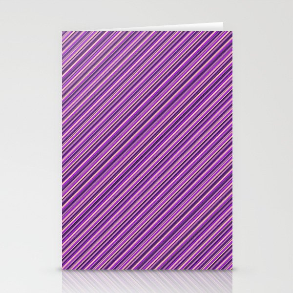 Lilac Purple Violet Inclined Stripes Stationery Cards