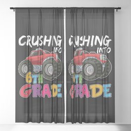 Crushing Into 6th Grade Monster Truck Sheer Curtain