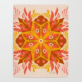 Trippy Mandala – Retro Ochre Poster