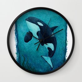 "The Matriarch" by Amber Marine ~ Orca / Killer Whale (J2 Granny) Watercolor Art, (Copyright 2016) Wall Clock | Watercolororca, Animal, Ambermarine, Orca, Watercolor, Marinelife, Matriarch, Killerwhale, Cetacean, Painting 