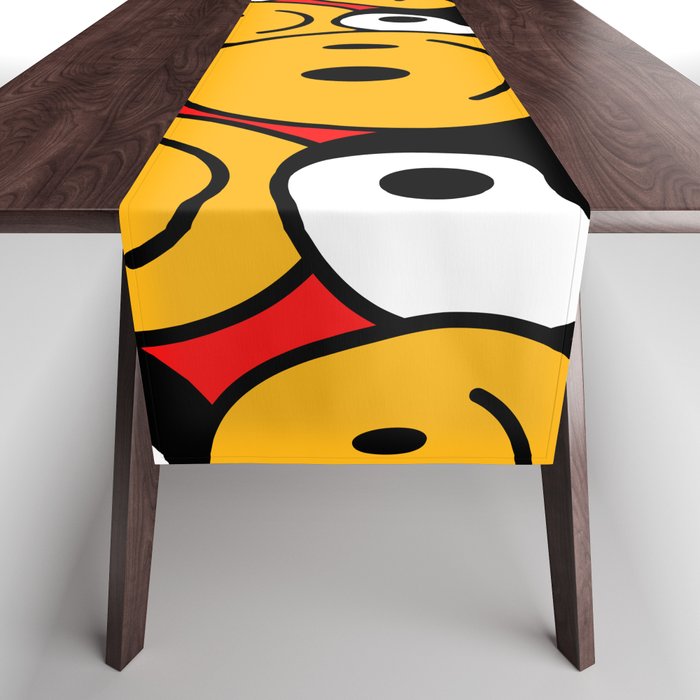 Yin Yang Smiley Emoticon 90s Table Runner