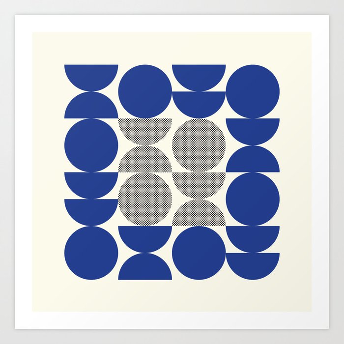blue dot geometrical pattern Art Print