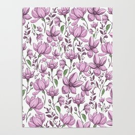 pink flowers pattern Poster