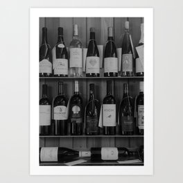 Black and White Wine Shelf Art Print