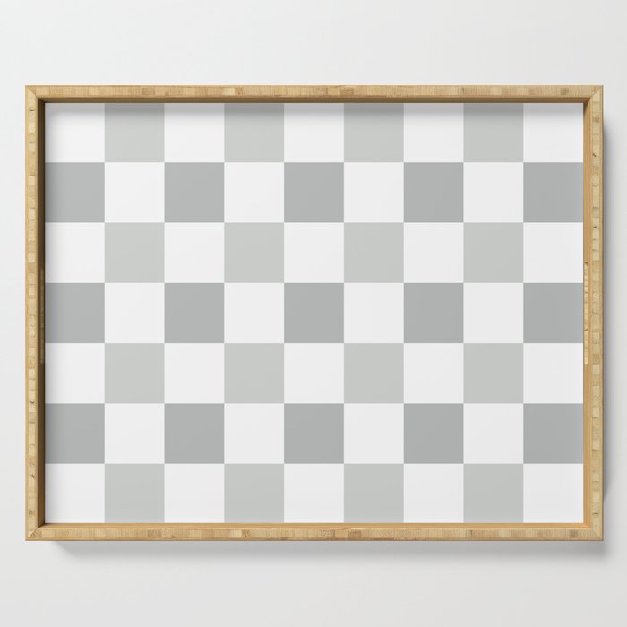 Checkerboard Squares In Warm Gray Serving Tray