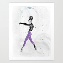 Model Pose in Purple Tights Art Print