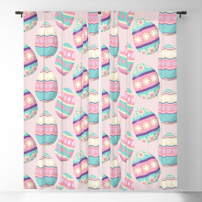 Colorful Pastel Easter Egg Pattern Blackout Curtain