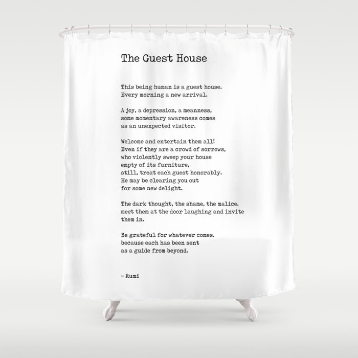 The Guest House by Rumi - Typewriter Print - Literature Shower Curtain