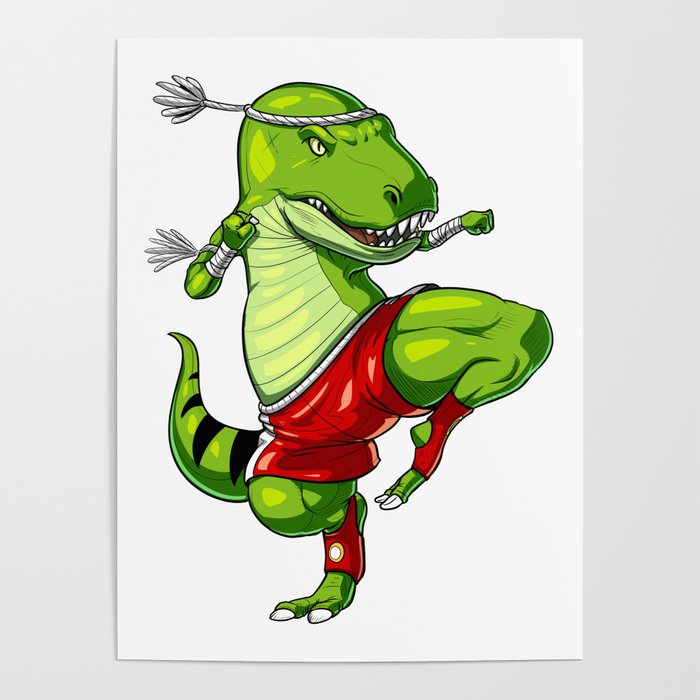 Muay Thai T-Rex Dinosaur Poster