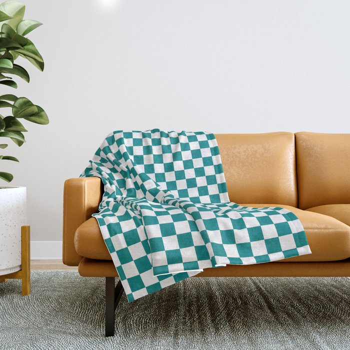 Teal and White Check more colors Throw Blanket by