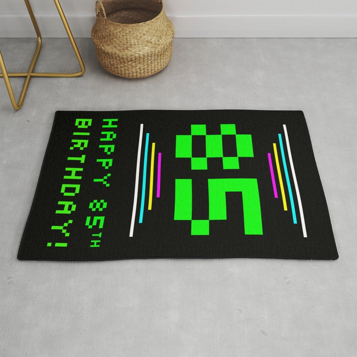85th Birthday - Nerdy Geeky Pixelated 8-Bit Computing Graphics Inspired Look Rug