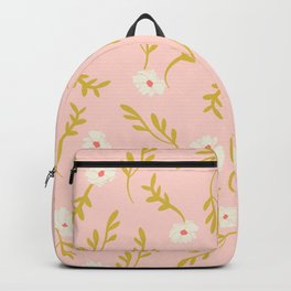 White flowers on light pink background Backpack