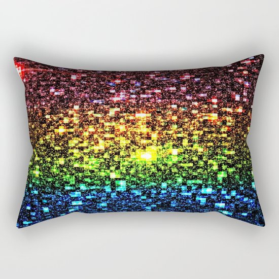 Geometric Galaxy Stars : Rainbow Rectangular Pillow