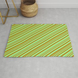 [ Thumbnail: Green & Dark Goldenrod Colored Stripes/Lines Pattern Rug ]