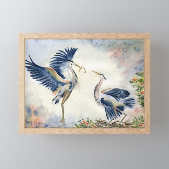 Great Blue Heron Couple Framed Mini Art Print