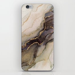 Golden Earth Tones Marble Abstract Ink iPhone Skin