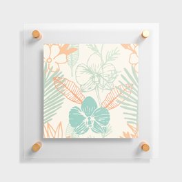 Tropical Palm And Orchid Flower Pattern Floating Acrylic Print