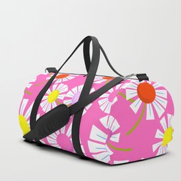 Modern Daisies On Hot Pink Duffle Bag
