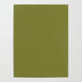 Dark Green-Brown Solid Color Pantone Woodbine 18-0538 TCX Shades of Green Hues Poster