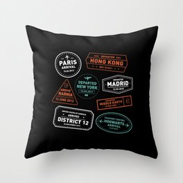 Love To Travel Stamps Throw Pillow