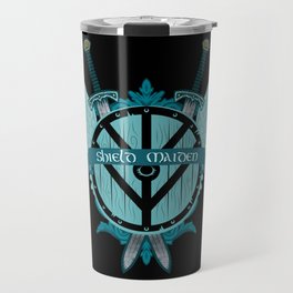 Shield Maiden Winged Teal Viking Shield Travel Mug