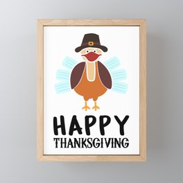 Happy Thanksgiving Cute Turkey Day Gift Framed Mini Art Print