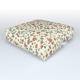 small orange-pink-red flowers on cream  Outdoor Floor Cushion