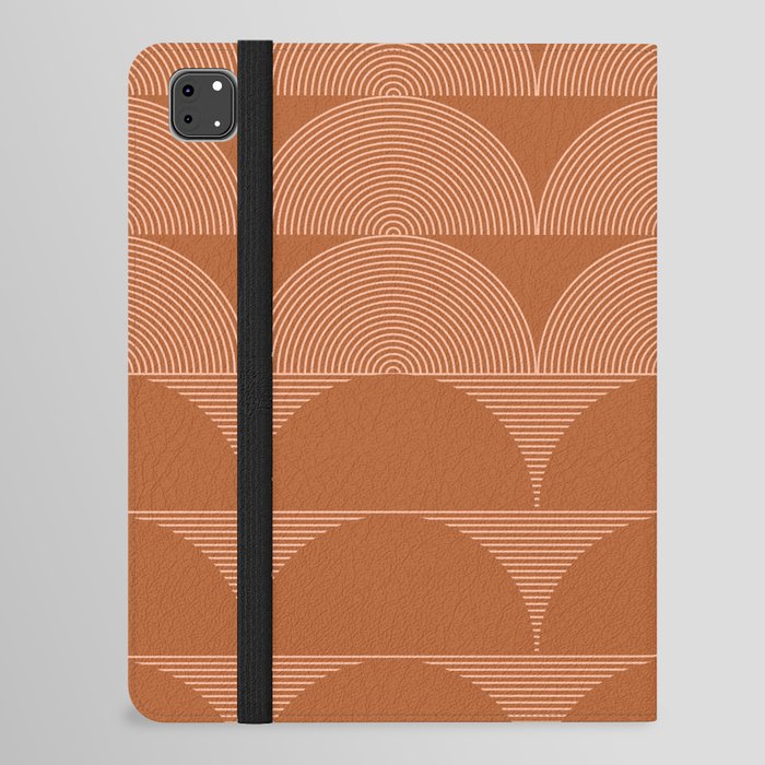 Geometric Lines Design 21 in Shades of Terracotta (Sunrise and Sunset) iPad Folio Case
