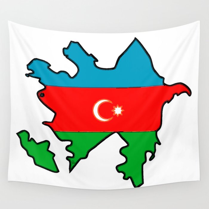 Azerbaijan Map with Azeri Azerbaijani Flag Wall Tapestry ...